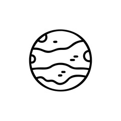 Handdrawn Line Art Space Planet Icon Striped Surface Celestial Body vector