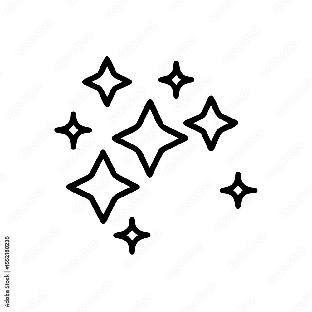 Poster handdrawn line art stars space sparkle cluster design element sparkles