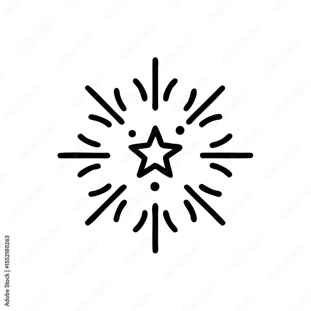Poster handdrawn starburst space design element simple line art graphic vector