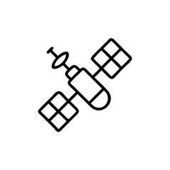 Handdrawn Line Art Satellite Icon Space Technology Orbiting Device vector