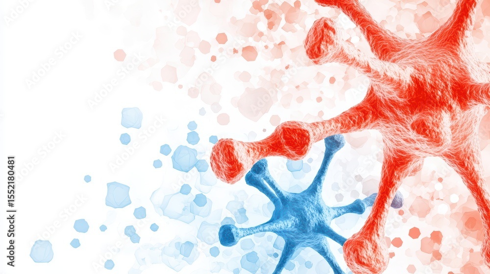 Aufkleber abstract representation of colorful neurons with red and blue elements on a white background