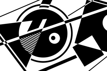 Geometric modernism. Imagination style. Abstract shapes illustration. Modern black and white abstract geometric background. Urban.