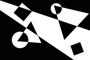 Geometric modernism. Imagination style. Abstract shapes illustration. Modern black and white abstract geometric background. Urban.