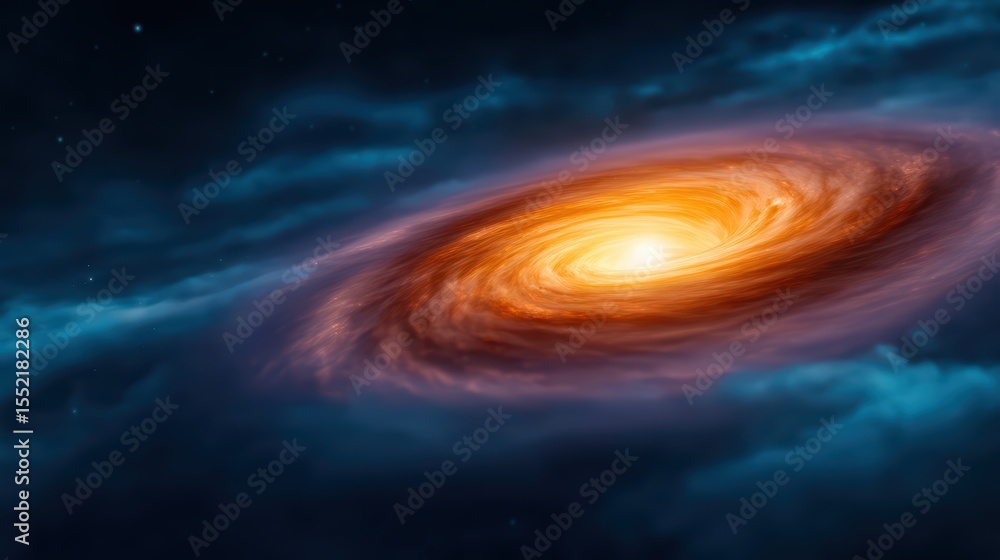 Aufkleber stunning swirling galaxy with bright core and colorful nebula clouds in expansive universe backgroun