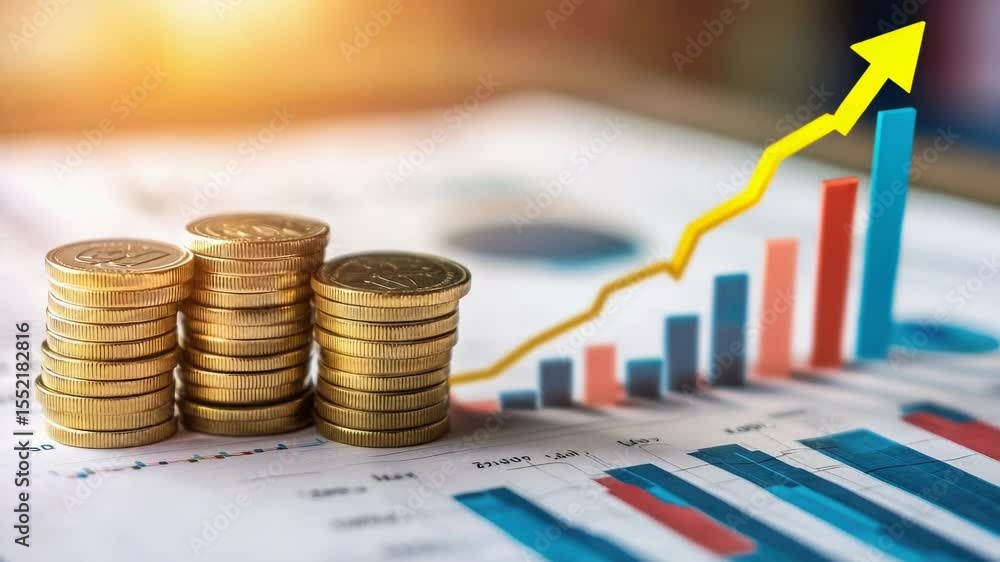 Poster a pile of coins resting on a flat surface, ideal for financial or money-related concepts