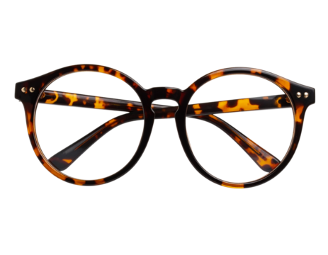 Firefly_Stylish tortoiseshell round glasses with transparent background for easy editing  - Powered by Adobe