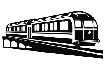 Vintage Subway Train Car on Bridge in Black and White Style Graphic