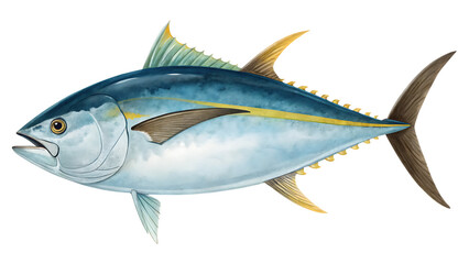 Obraz premium Tuna skipjack yellowfin bluefin isolated on a white background PNG. AI GENERATED