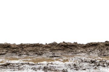 Wet mud ground covering transparent background representing off-road adventure