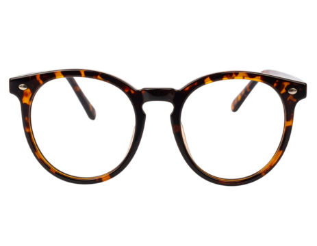 Firefly_Stylish tortoiseshell round glasses with transparent background for easy editing - Powered by Adobe