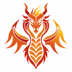 Fototapeta premium Stylized fire dragon emblem with orange and red gradient wings and body