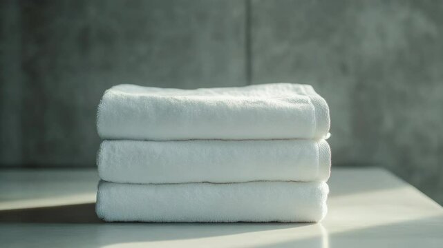 A stack of white towels sitting on a countertop