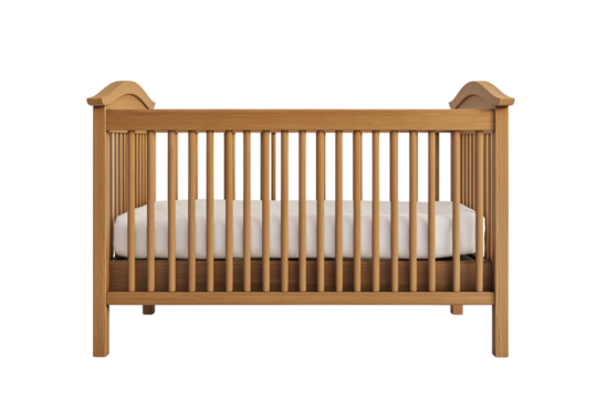 Baby Bed Frame Made of Wood Isolated on Clear Background
