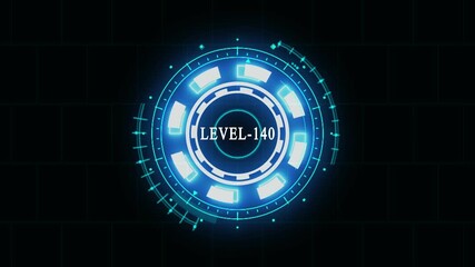 Setting gear level- 140 text font animation. Level up text sign. Level up and lettering with black background. 4k animation video - Powered by Adobe