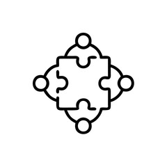 Handdrawn Line Art Puzzle Teamwork Four People Collaboration Icon pieces