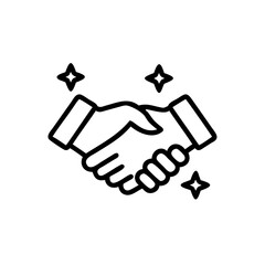 Handdrawn Line Art Two Hands Shaking Teamwork Agreement Concept handshake