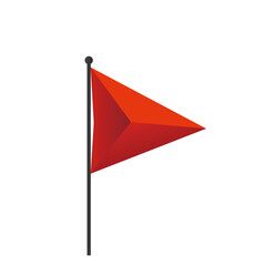 Waving red flag in triangle shape for marking location on maps and navigation systems. Vector illustration.
