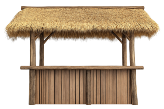 Tropical Tiki Bar Stand on Transparent Background