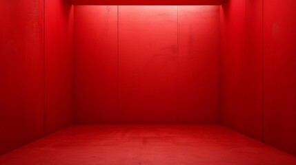 A vivid red room space exhibits depth and texture, ideal for visual concepts and creative background possibilities.