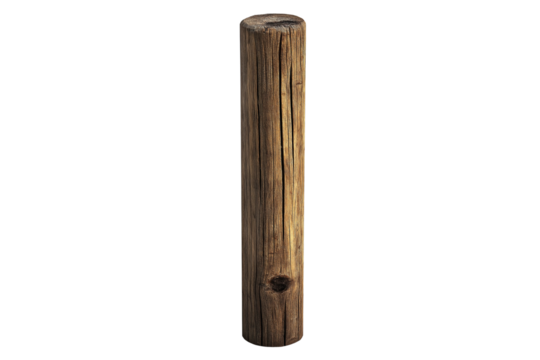 Wooden Pole Isolated on Transparent Background PNG