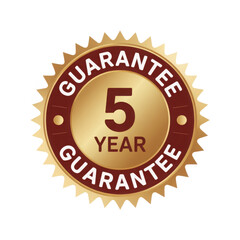 Fototapeta premium Golden seal emblem celebrating five years of guaranteed quality and customer satisfaction