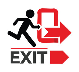 Minimal Emergency Exit Door Sign with Running Man Vector EPS Icon.