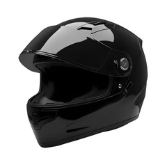 Black Motorcycle Helmet A CloseUp View isolated on transparent bacckground