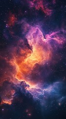 Fototapeta premium Vibrant hues of a cosmic nebula.