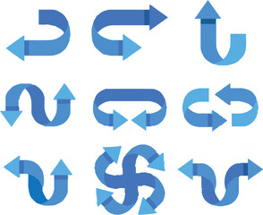 Hand-drawn arrow icon set. A collection of curved