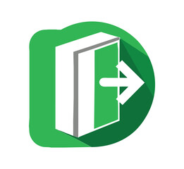 Minimal Emergency Exit Door Sign with Running Man Vector EPS Icon.