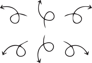 Hand-drawn arrow icon set. A collection of curved