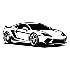 Sleek Monochrome Sports Car Graphic Art Modern Automotive Design Illustration Image