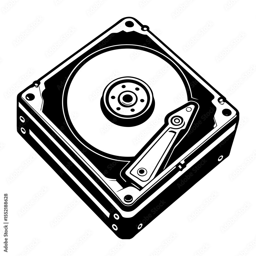 Aufkleber find hard drive disk hdd storage device vector illustration data backup and recovery solutions