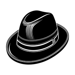 Explore the classic black fedora hat vector illustration for fashion and style accessories design needs