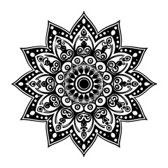 Downloadable intricate black and white mandala design for coloring pages and creative art projects