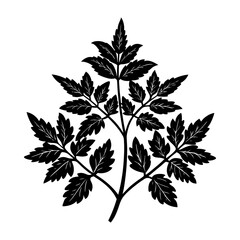 Black leaf vector illustration for botanical design element and nature inspired graphic design projects