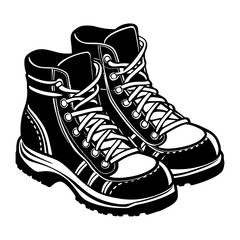 Explore the outdoors with durable hiking boots vector illustration perfect for adventure seekers and trails
