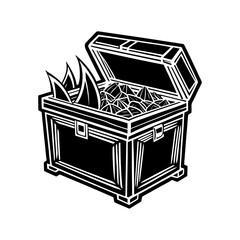 Treasure chest filled with gold vector illustration, pirate treasure, wealth, and adventure concept design