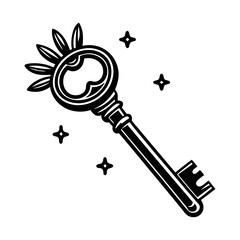 Unlock your potential with this vintage key clipart vector illustration for graphic design projects