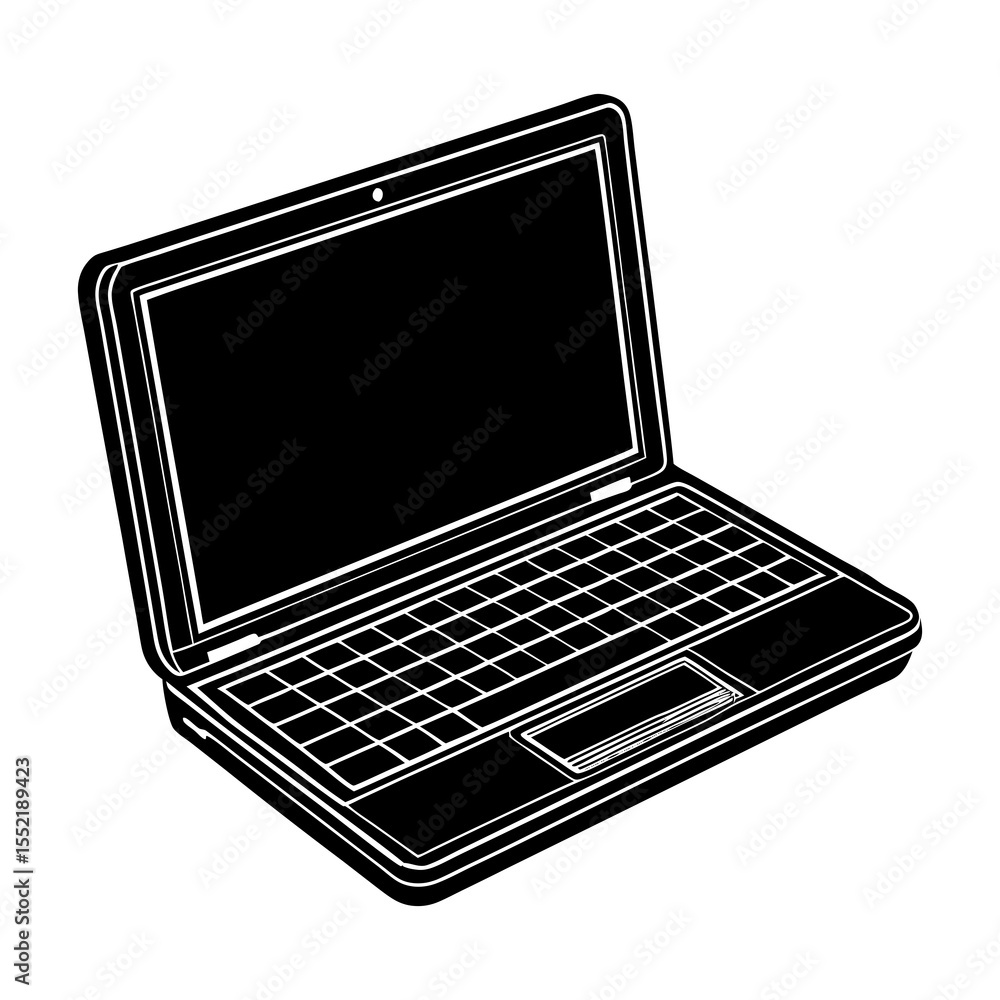 Poster laptop computer vector illustration for graphic design and personal computing technology projects on