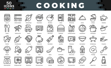 Cooking icons collection. Simple outline vector illustrations.