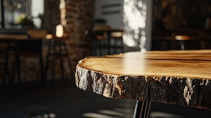 Close-up of a polished, natural wood table top.