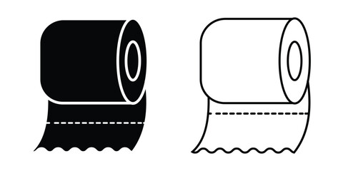 Toilet paper icon vector set. Silhouette of Tissue and toilet paper roll vector symbol design. Outline icon of tissue paper. Vector illustration.