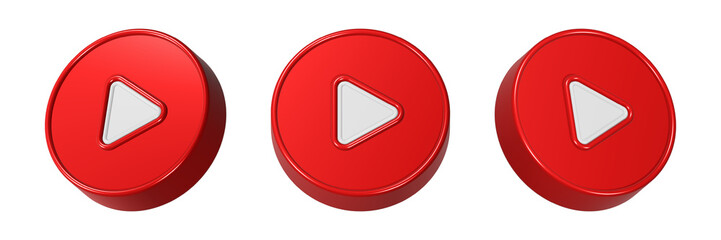 play button red color 3d rendering