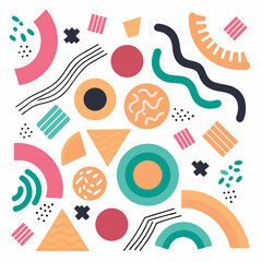 Abstract colorful pattern with playful shapes and lines
