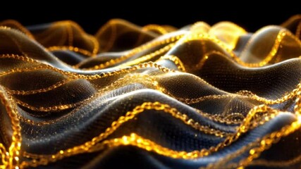 Abstract golden fractal art features an intricate pattern and texture, reminiscent of nature's coral designs with a captivating light and color backdrop 4k Animation video - Powered by Adobe