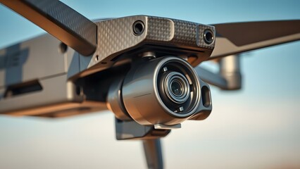 Close-up of a high-tech drone camera showcasing advanced design and capabilities for aerial photography.