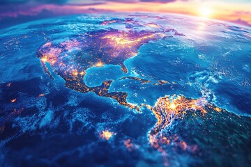 Illuminated Earth at Night from Space: A Detailed Global Perspective