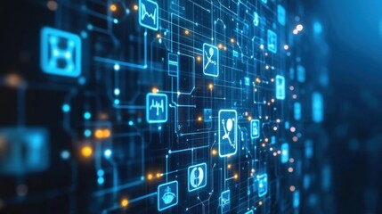 Digital network of interconnected symbols.