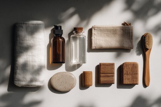 Spa essentials are artfully arranged, showcasing a calming aesthetic for wellness and self-care.